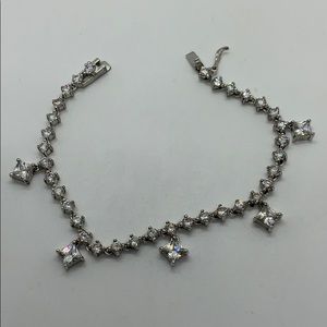 Sterling silver CZ bracelet with dangling CZ charm